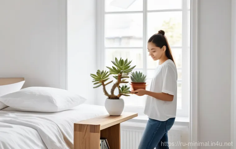 미니멀라이프 정신 건강 - **Digital Serenity by the Window**
    A serene woman in her late 20s to early 30s is deeply engross...