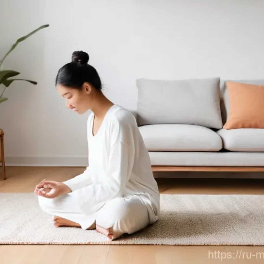 미니멀라이프 스트레스 해소법 - **Prompt:** A serene and tastefully minimalist living room bathed in soft, natural morning light. A ...