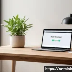 미니멀라이프 시간 관리 - A modern minimalist home office scene featuring a clean, uncluttered wooden desk with only a laptop,...