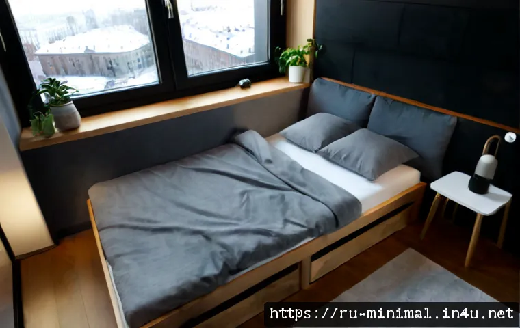 Home 17 미니멀라이프 개인 공간 최적화 - Photorealistic compact Moscow apartment studio optimized for minimal living, a calm adult organizing...
